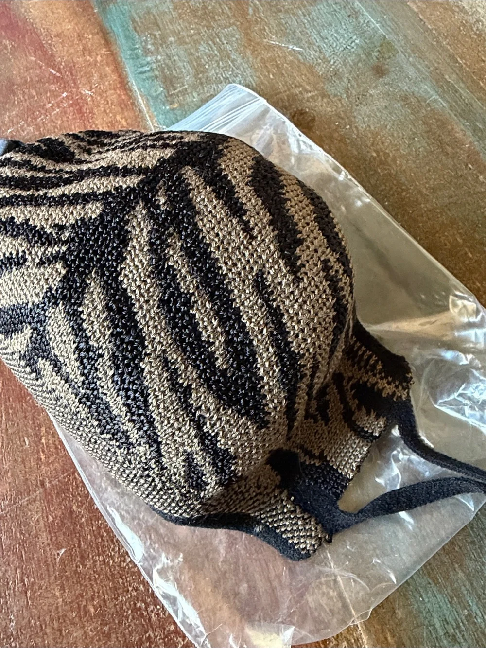 NWOT St. John Zebra Woven Face Mask